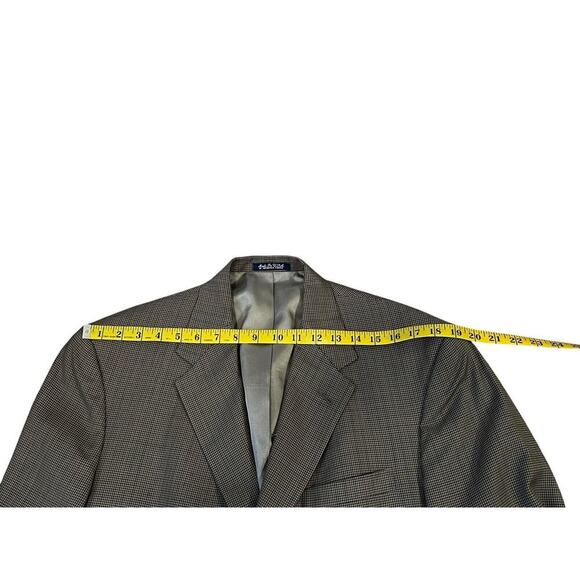 Austin Reed 44S Brown Houndstooth Wool Blazer | 3-Button Sport Coat - Picture 6 of 9